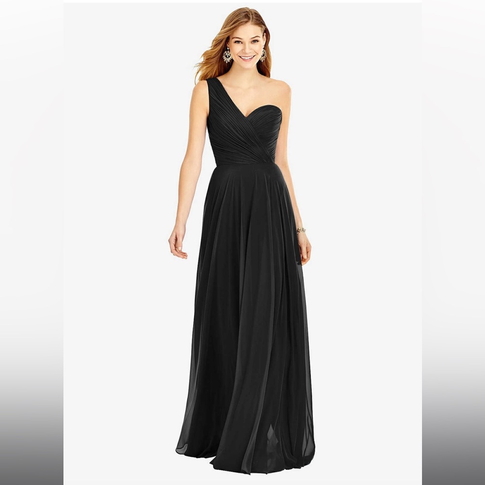 DESSY One Shoulder Draped Chiffon Maxi Dress - Dani Black